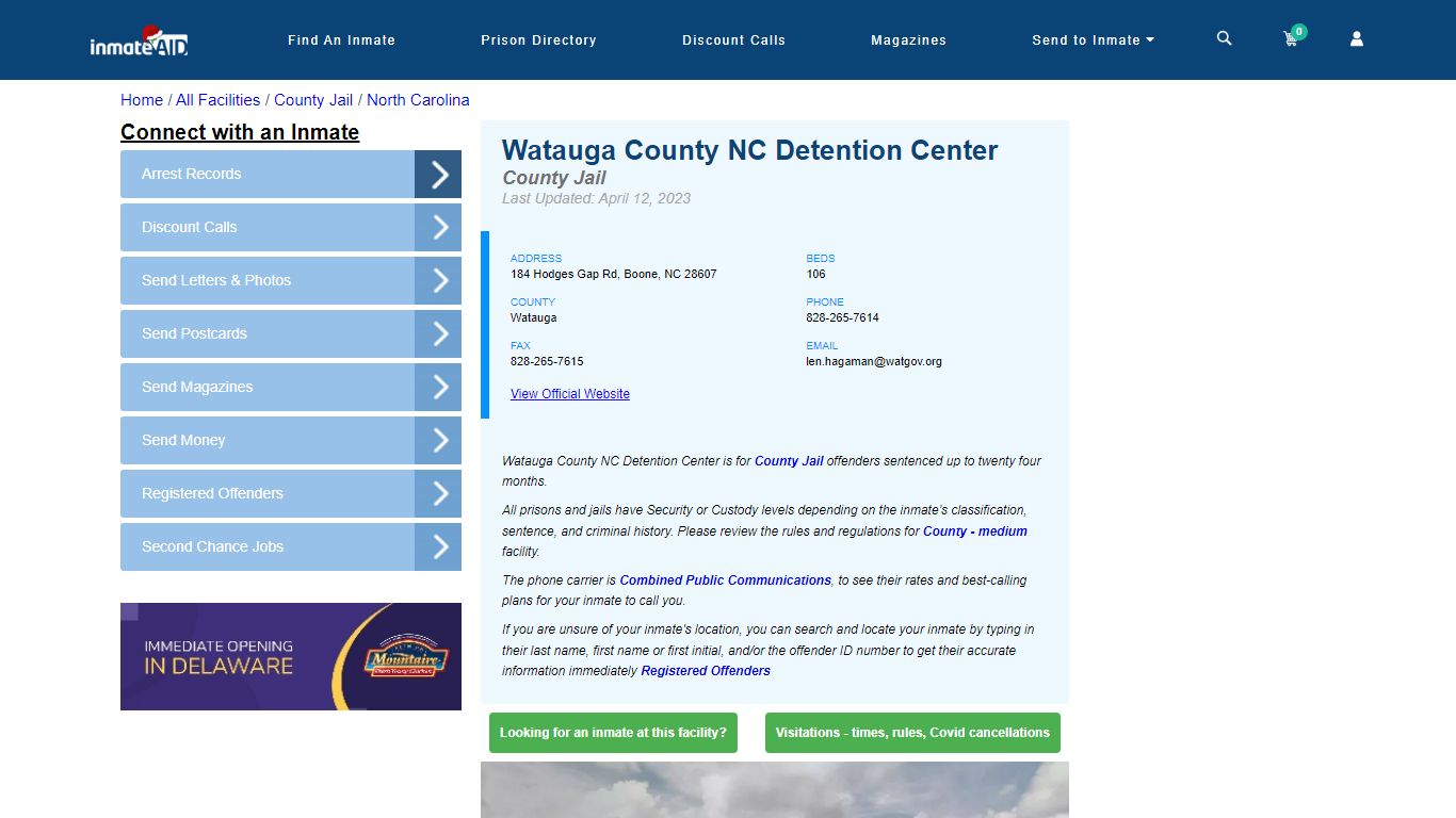 Watauga County NC Detention Center - Inmate Locator - Boone, NC