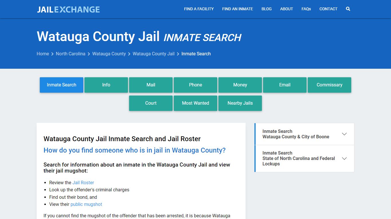 Inmate Search: Roster & Mugshots - Watauga County Jail, NC